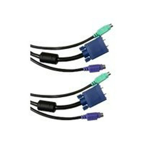 KVM Cable Black 6 Foot HD15 Male and 2 x MiniDin6 Male SVGA and 2 PS/2 